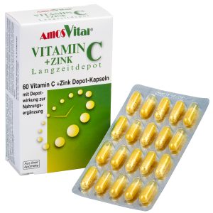AMOSVITAL Vitamin C + Zink Depot - Kapseln (ohne Titandioxid)