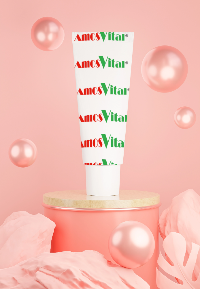 3d render of cosmetic bottle with rock for mockup branding