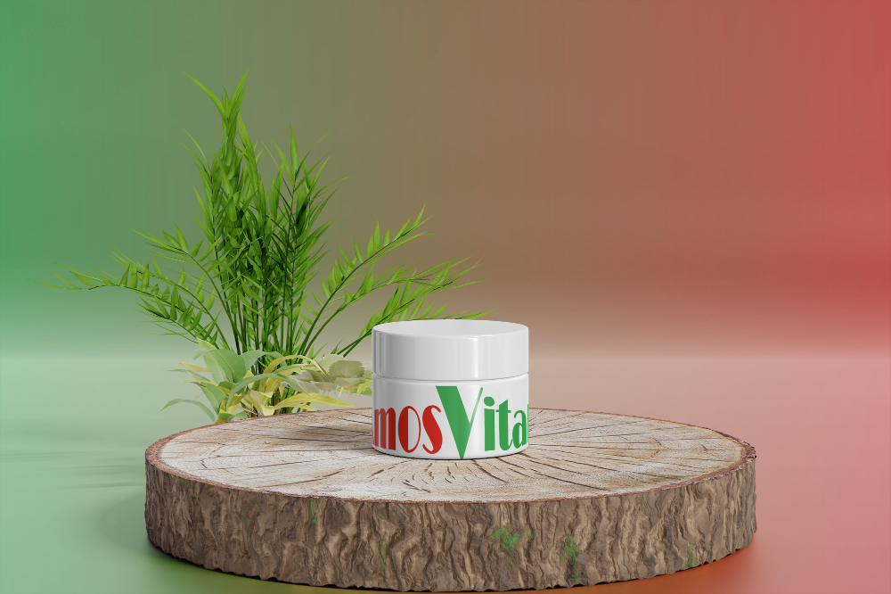 Cosmetic jar mockup with podium display